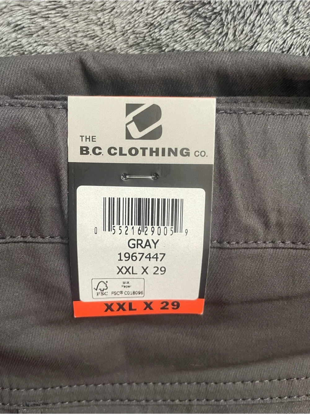 Men's Charcoal Cargo Pants with Built-In Belt